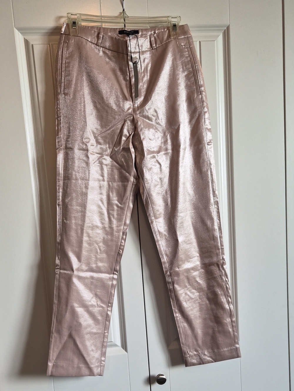Metallic Blush Ankle Trousers - Women's Cropped Shimmer Pants